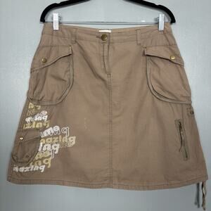 Vintage 90’s Tan Punk Rock Alt Flare A-Line Skirt Alt 38 Medium